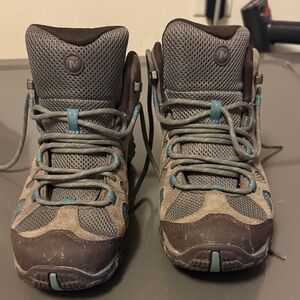 Merrell Kids Boots - Gray and Brown with Teal Accents
